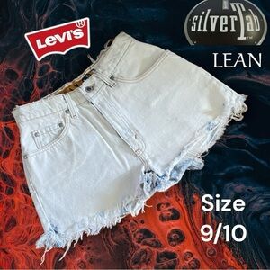 Levi’s Vintage Silvertab 630 Raw Hem Acid White Wash Jean Shorts Size 9/10